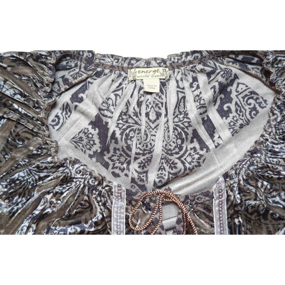 Womens‎ 1X Crushed Velvet Brown Tunic Top Whimsigoth Fairy Boho Casual Chic - Picture 7 of 11